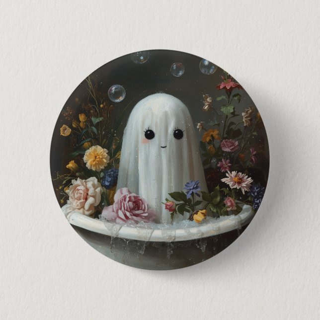 Cute Halloween Ghost Button (Front)