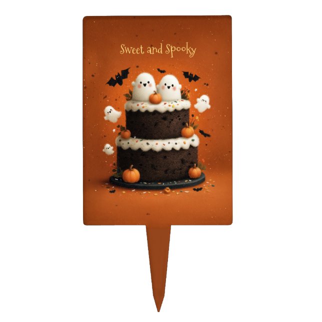 Cute Halloween Ghost Cake Topper (Front)