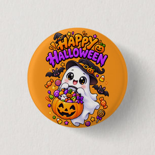 Cute Halloween Ghost Candy Pumpkin Button