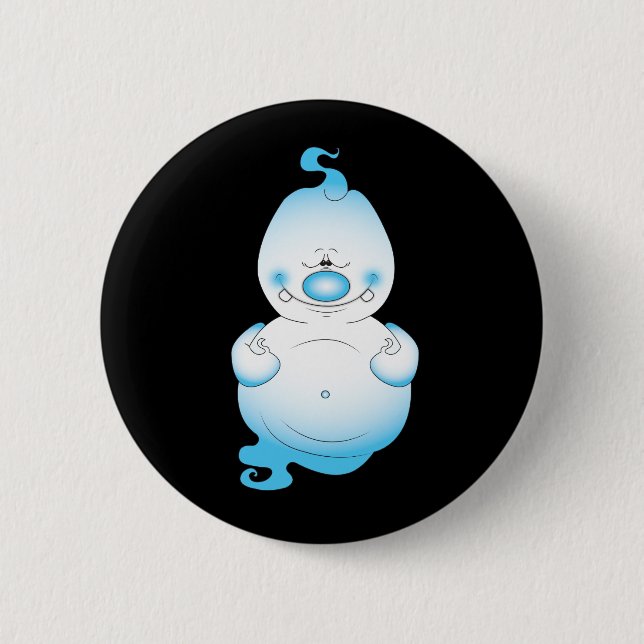Cute Halloween Ghost Cartoon Pinback Button (Front)