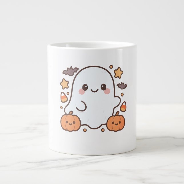 Cute Halloween Ghost Clipart,Fun and Cute Spooky  Giant Coffee Mug (Front)