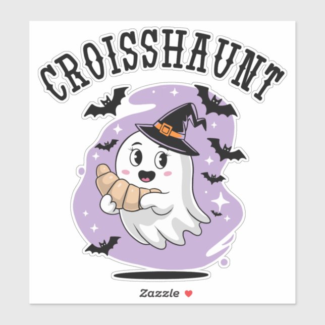 Cute Halloween Ghost Croissant Haunting Sticker (Sheet)