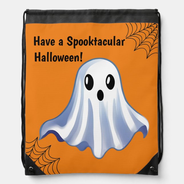 Cute Halloween Ghost Drawstring Bags (Front)