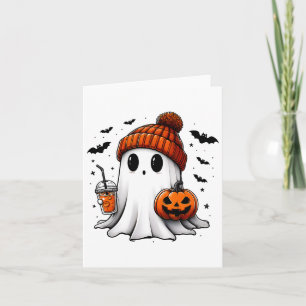 Cute Halloween Ghost Drink Pumpkin 1 Card