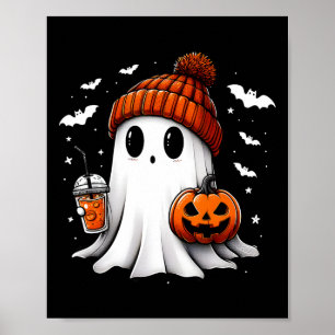 Cute Halloween Ghost Drink Pumpkin  Poster