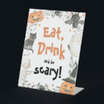 Cute Halloween Ghost Eat Drink Be Scary Party Sign<br><div class="desc">Cute Halloween Ghost Eat Drink Be Scary Party Sign</div>