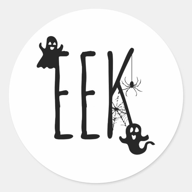 Cute Halloween Ghost, Eek Classic Round Sticker (Front)