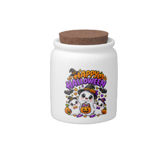 Cute Halloween Ghost Family Candy Jar