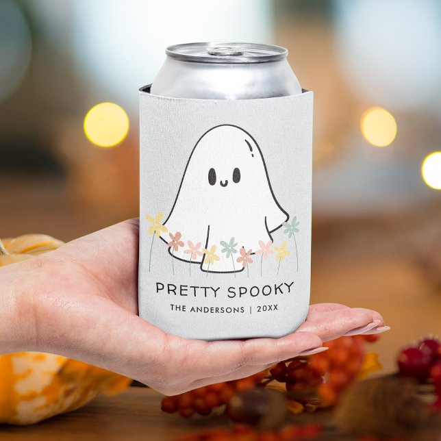Cute Halloween Ghost Floral Can Cooler (Creator Uploaded)