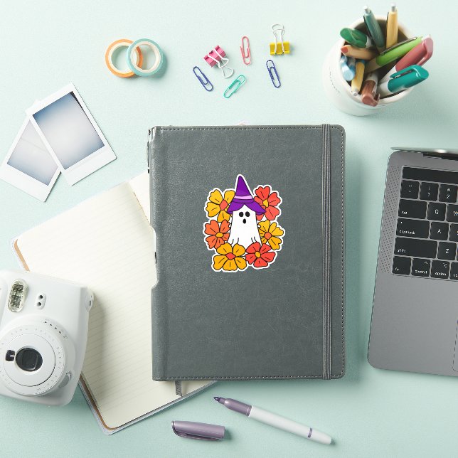 Cute Halloween Ghost Flower Wreath  Sticker (iPad Cover)