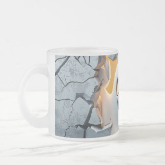 Cute Halloween Ghost – Funny Cracked Wall Design Frosted Glass Coffee Mug