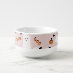 Cute Halloween Ghost Ghoul Orange Pink Confetti   Soup Mug
