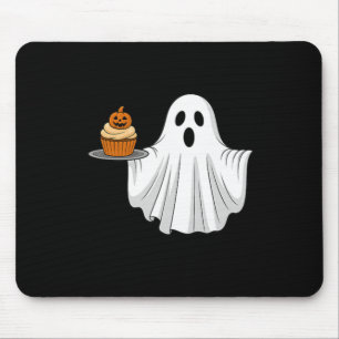 Cute Halloween Ghost Holding Pumpkin Cupcake Pocke Mouse Pad