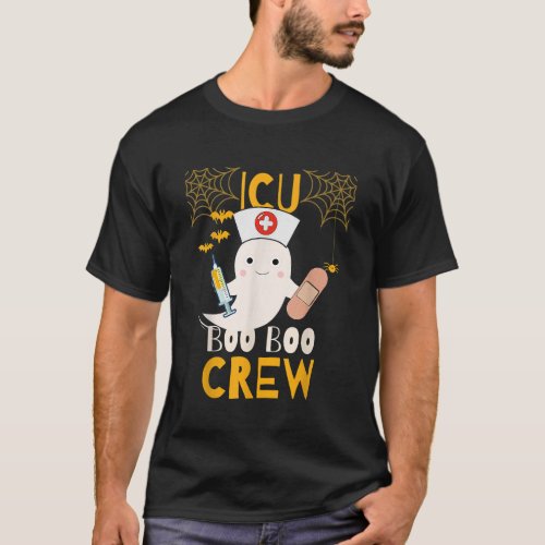 Cute Halloween Ghost ICU Boo Boo Crew Nurse T_Shirt