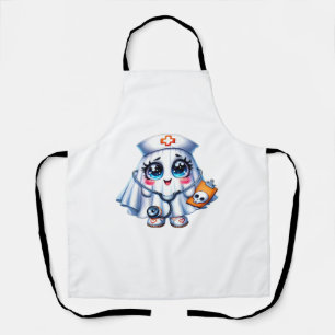 Cute Halloween ghost in a nurse's uniform Classic  Apron