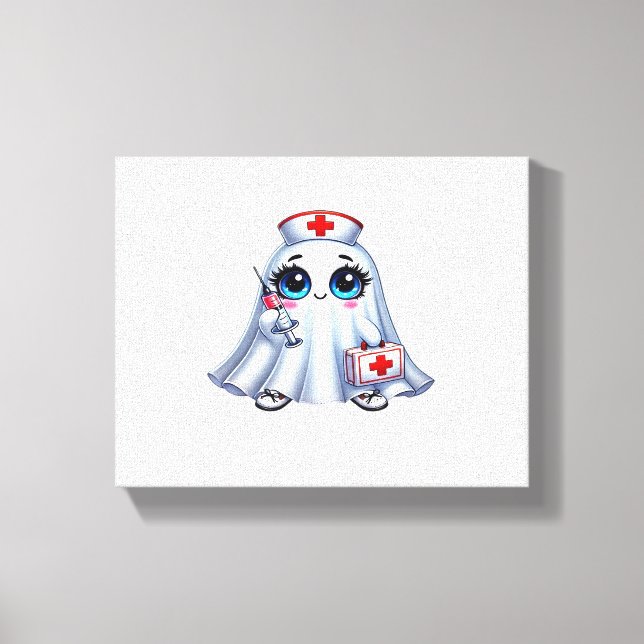 Cute Halloween ghost in a nurse's uniform Classic  Canvas Print (Front)