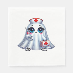 Cute Halloween ghost in a nurse's uniform Classic  Napkins