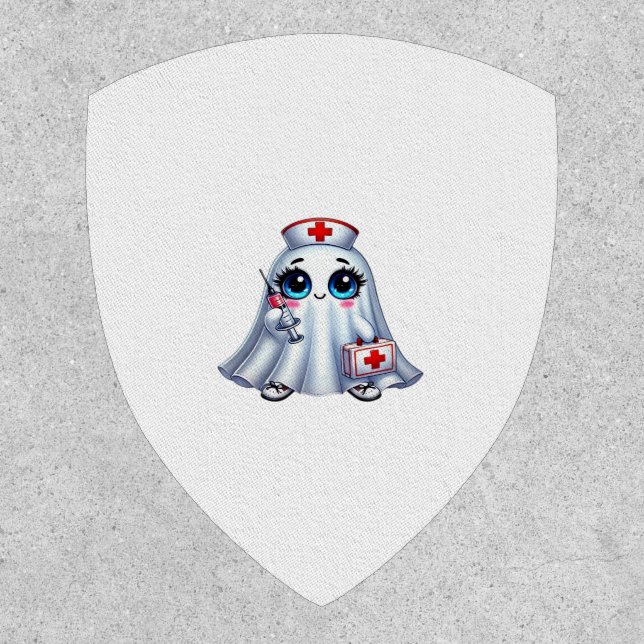 Cute Halloween ghost in a nurse's uniform Classic  Patch (Front)