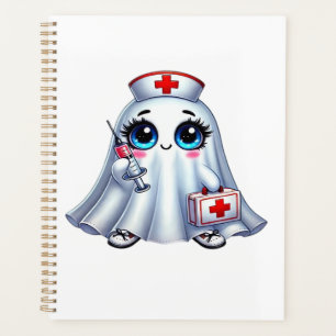 Cute Halloween ghost in a nurse's uniform Classic Planner