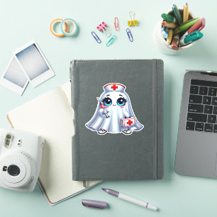 Cute Halloween ghost in a nurse's uniform Classic Sticker