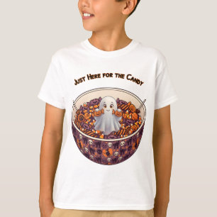 Cute Halloween Ghost in Candy Bowl T-Shirt