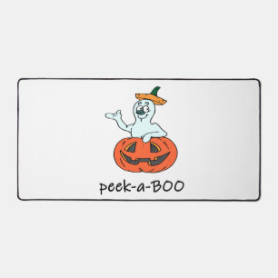 Cute Halloween Ghost Jack O Lantern Peek A Boo Desk Mat