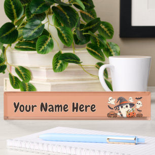 Cute Halloween Ghost Kawaii Style Desk Name Plate