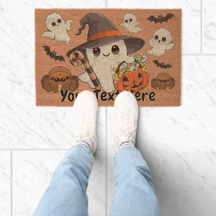 Cute Halloween Ghost Kawaii Style Fiber Doormat