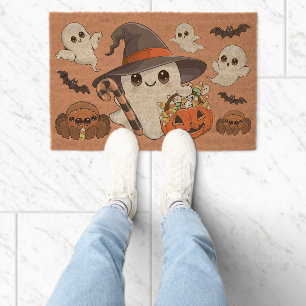 Cute Halloween Ghost Kawaii Style Fiber Doormat