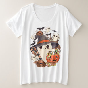 Cute Halloween Ghost Kawaii Style Plus Size T-Shirt
