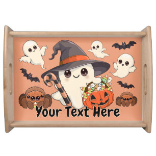Cute Halloween Ghost Kawaii Style Serving Tray
