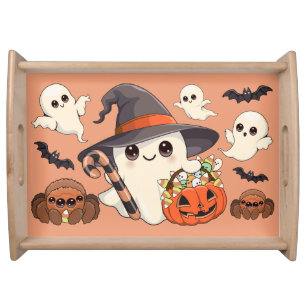 Cute Halloween Ghost Kawaii Style Serving Tray