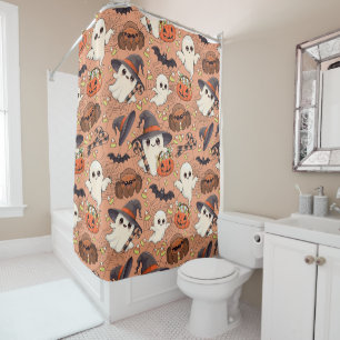 Cute Halloween Ghost Kawaii Style Shower Curtain