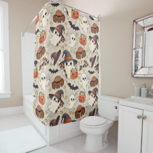 Cute Halloween Ghost Kawaii Style Shower Curtain