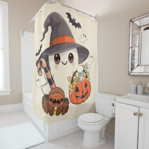 Cute Halloween Ghost Kawaii Style Shower Curtain