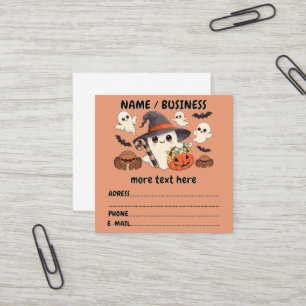 Cute Halloween Ghost Kawaii Style Square Business Card