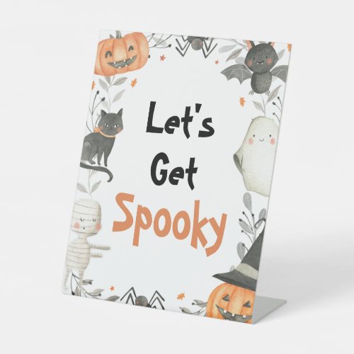 Cute Halloween Ghost Lets Get Spooky Party Sign