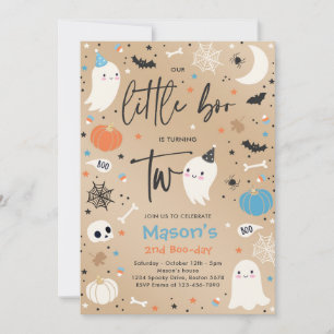 Cute Halloween Ghost Little Boo 2nd Birthday Party Invitation