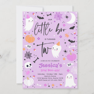 Cute Halloween Ghost Little Boo 2nd Birthday Party Invitation