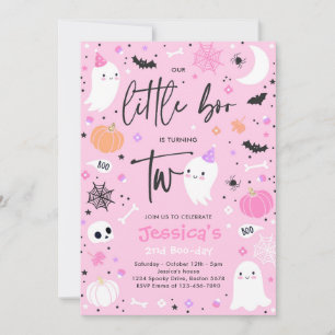 Cute Halloween Ghost Little Boo 2nd Birthday Party Invitation