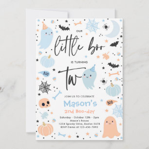 Cute Halloween Ghost Little Boo 2nd Birthday Party Invitation