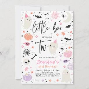 Cute Halloween Ghost Little Boo 2nd Birthday Party Invitation