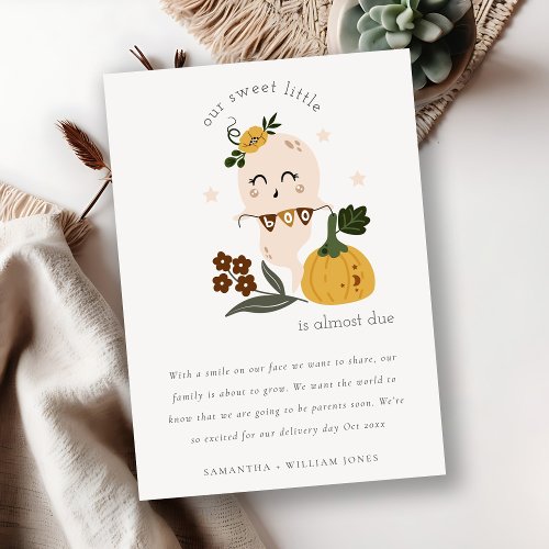 Cute Halloween Ghost Little Boo Baby Announcement