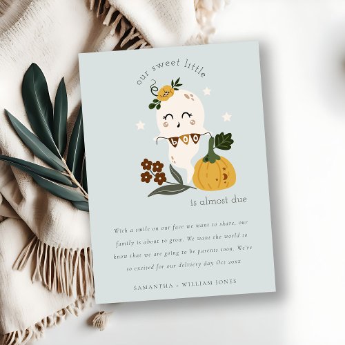 Cute Halloween Ghost Little Boo Baby Announcement