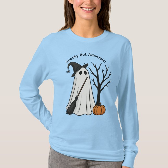 Cute Halloween Ghost Long Sleeve Tee Tshirt (Front)