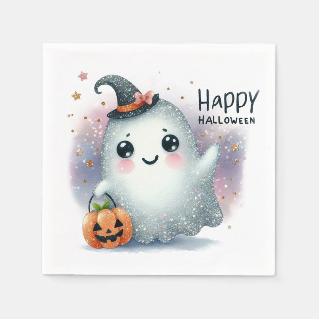 Cute Halloween Ghost Napkins (Front)