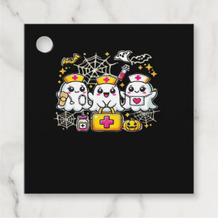 Cute Halloween Ghost Nurse Trio with Medical Kit a Favor Tags