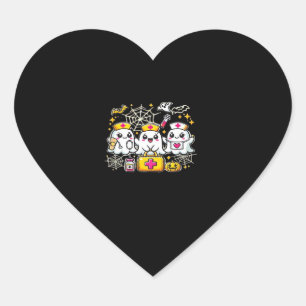 Cute Halloween Ghost Nurse Trio with Medical Kit a Heart Sticker