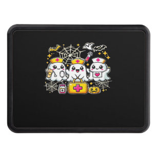 Cute Halloween Ghost Nurse Trio with Medical Kit a Hitch Cover