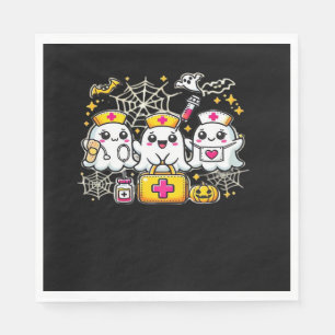 Cute Halloween Ghost Nurse Trio with Medical Kit a Napkins